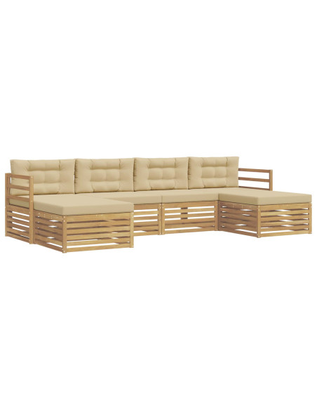 Set di divani da esterno 6 pcs Bianco e Beige