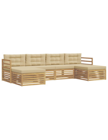 Set di divani da esterno 6 pcs Bianco e Beige