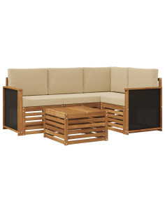 Set di divani da esterno 5 pcs Naturale e Beige 59 x 59 x 37 cm