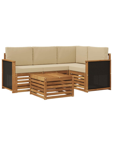 Set di divani da esterno 5 pcs Naturale e Beige 59 x 59 x 37 cm