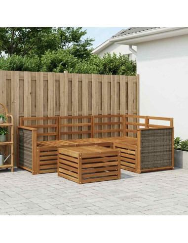 Set di divani da esterno 5 pcs Naturale 59 x 59 x 37 cm