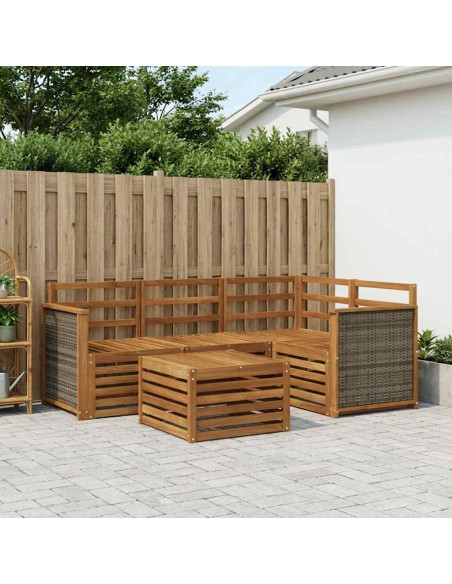 Set di divani da esterno 5 pcs Naturale 59 x 59 x 37 cm