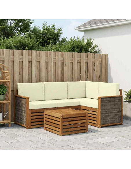 Set di divani da esterno 5 pcs Naturale e Crema 59 x 59 x 37 cm