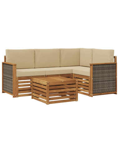 Set di divani da esterno 5 pcs Naturale e Beige 59 x 59 x 37 cm