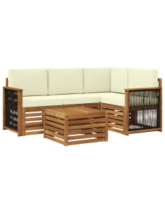 Set di divani da esterno 5 pcs Naturale e Crema 59 x 59 x 37 cm