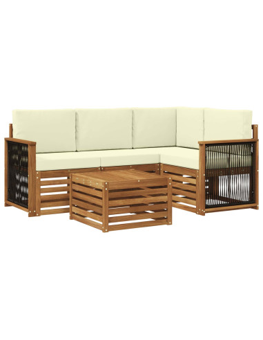 Set di divani da esterno 5 pcs Naturale e Crema 59 x 59 x 37 cm