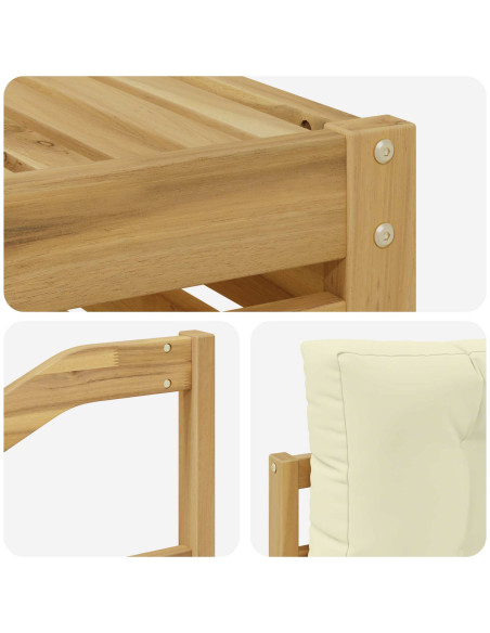 Set di divani da esterno 6 pcs Bianco e Crema
