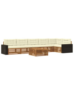 Set di divani da esterno 7 pcs Naturale e Crema 79 x 79 x 37 cm 2