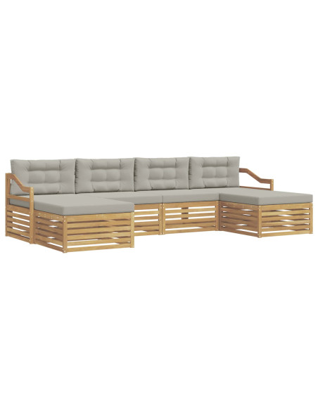 Set di divani da esterno 6 pcs Bianco e Grigio Chiaro