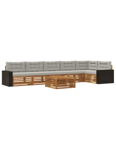 Set di divani da esterno 7 pcs Naturale e Grigio Chiaro