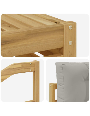 Set di divani da esterno 6 pcs Bianco e Grigio Chiaro