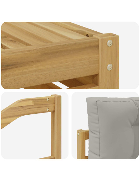 Set di divani da esterno 6 pcs Bianco e Grigio Chiaro