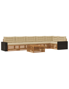 Set di divani da esterno 7 pcs Naturale e Beige 79 x 79 x 37 cm 2