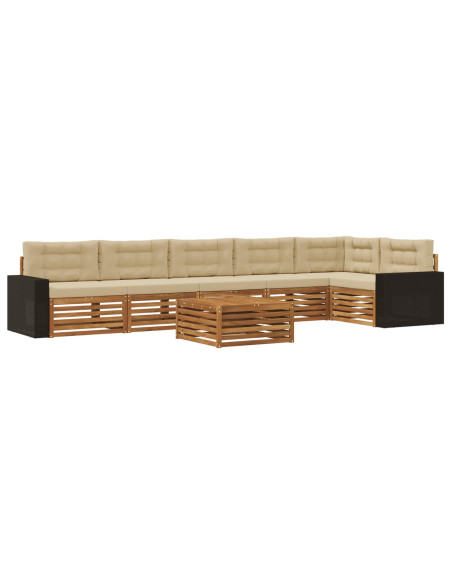 Set di divani da esterno 7 pcs Naturale e Beige 79 x 79 x 37 cm