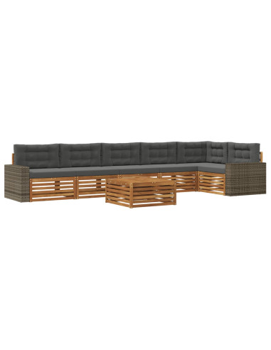 Set di divani da esterno 7 pcs Naturale e Antracite