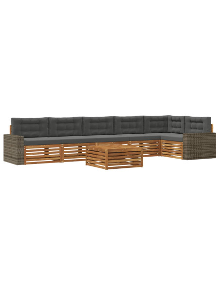 Set di divani da esterno 7 pcs Naturale e Antracite
