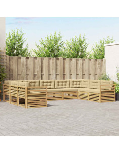 Set di divani da esterno 9 pcs Bianco e Beige