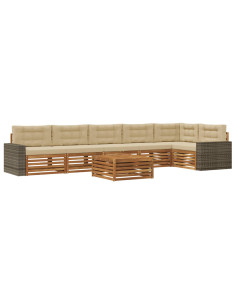Set di divani da esterno 7 pcs Naturale e Beige 79 x 79 x 37 cm 2