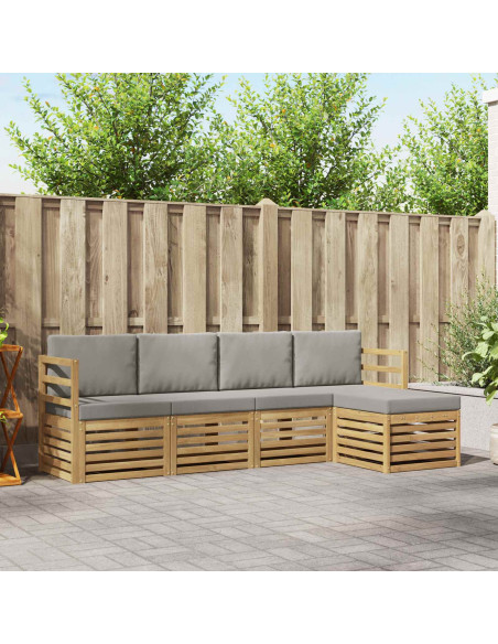 Set di divani da esterno 5 pcs Bianco e Grigio Chiaro