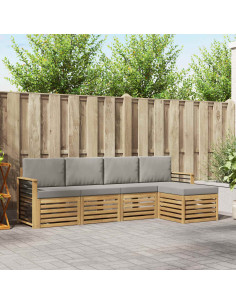 Set di divani da esterno 5 pcs Bianco e Grigio Chiaro