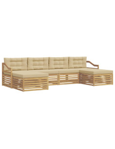Set di divani da esterno 6 pcs Bianco e Beige 2