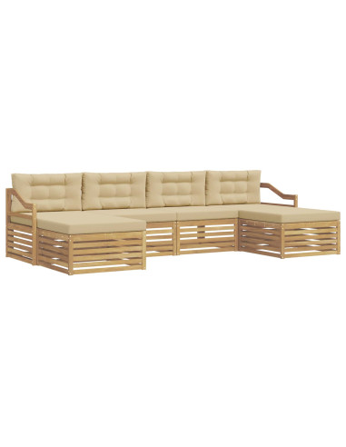Set di divani da esterno 6 pcs Bianco e Beige