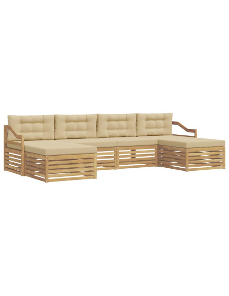 Set di divani da esterno 6 pcs Bianco e Beige