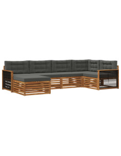 Set di divani da esterno con cuscino 6 pcs Naturale e Antracite 2
