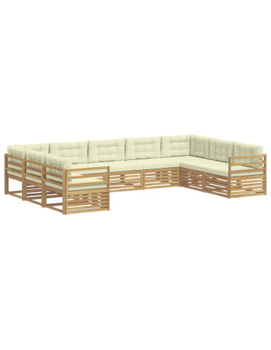 Set di divani da esterno 9 pcs Bianco e Crema