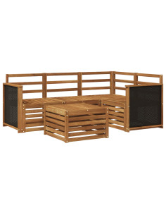 Set di divani da esterno 5 pcs Naturale 59 x 59 x 37 cm 2