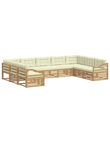 Set di divani da esterno 9 pcs Bianco e Crema