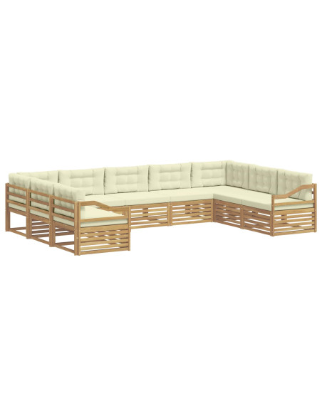 Set di divani da esterno 9 pcs Bianco e Crema