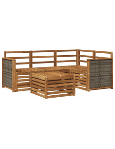 Set di divani da esterno 5 pcs Naturale 59 x 59 x 37 cm 2