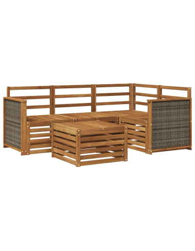 Set di divani da esterno 5 pcs Naturale 59 x 59 x 37 cm