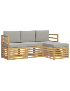 Set di divani da esterno 4 pcs Bianco e Grigio Chiaro 2