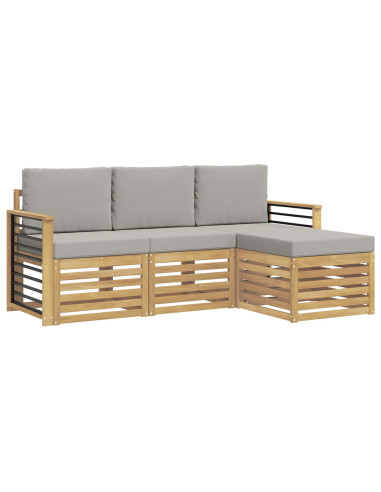 Set di divani da esterno 4 pcs Bianco e Grigio Chiaro