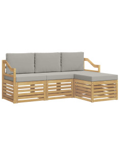 Set di divani da esterno 4 pcs Bianco e Grigio Chiaro 2