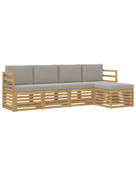 Set di divani da esterno 5 pcs Bianco e Grigio Chiaro