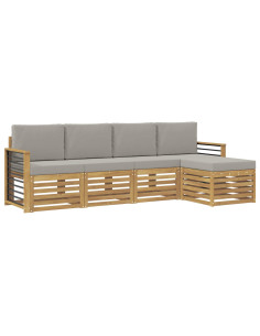 Set di divani da esterno 5 pcs Bianco e Grigio Chiaro 2