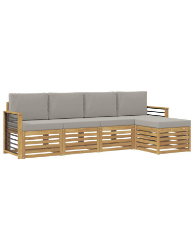 Set di divani da esterno 5 pcs Bianco e Grigio Chiaro