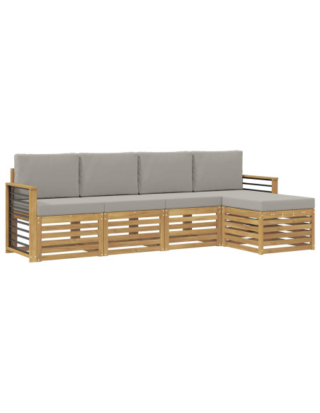Set di divani da esterno 5 pcs Bianco e Grigio Chiaro