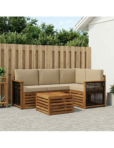 Set di divani da esterno 5 pcs Naturale e Beige 59 x 59 x 37 cm