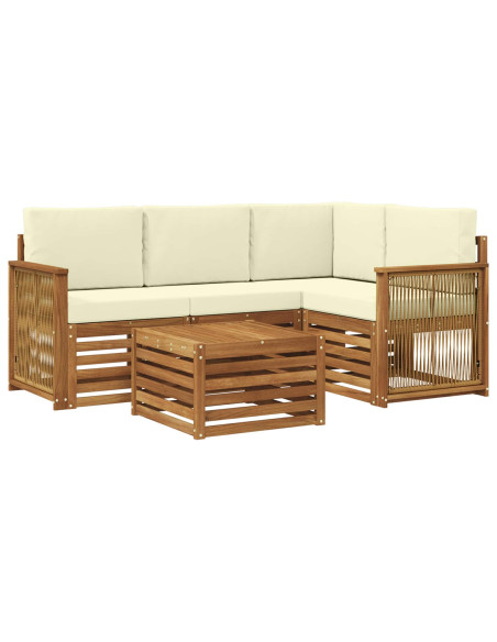 Set di divani da esterno 5 pcs Naturale e Crema 59 x 59 x 37 cm