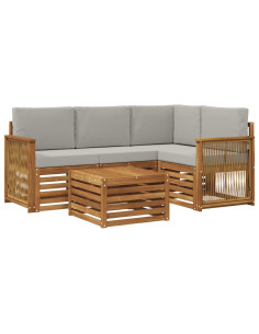 Set di divani da esterno 5 pcs Naturale e Grigio Chiaro