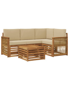 Set di divani da esterno 5 pcs Naturale e Beige 59 x 59 x 37 cm