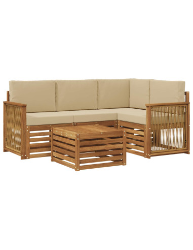 Set di divani da esterno 5 pcs Naturale e Beige 59 x 59 x 37 cm