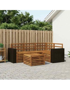 Set di divani da esterno 5 pcs Naturale 59 x 59 x 37 cm