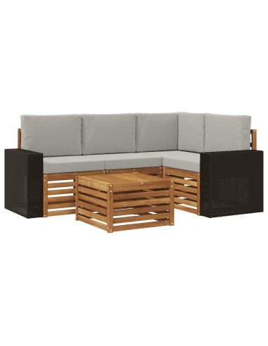Set di divani da esterno 5 pcs Naturale e Grigio Chiaro