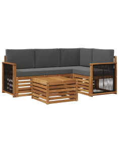 Set di divani da esterno 5 pcs Naturale e Antracite 2