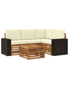 Set di divani da esterno 5 pcs Naturale e Crema 59 x 59 x 37 cm 2